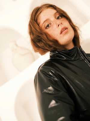 Mado patent leather down jacket