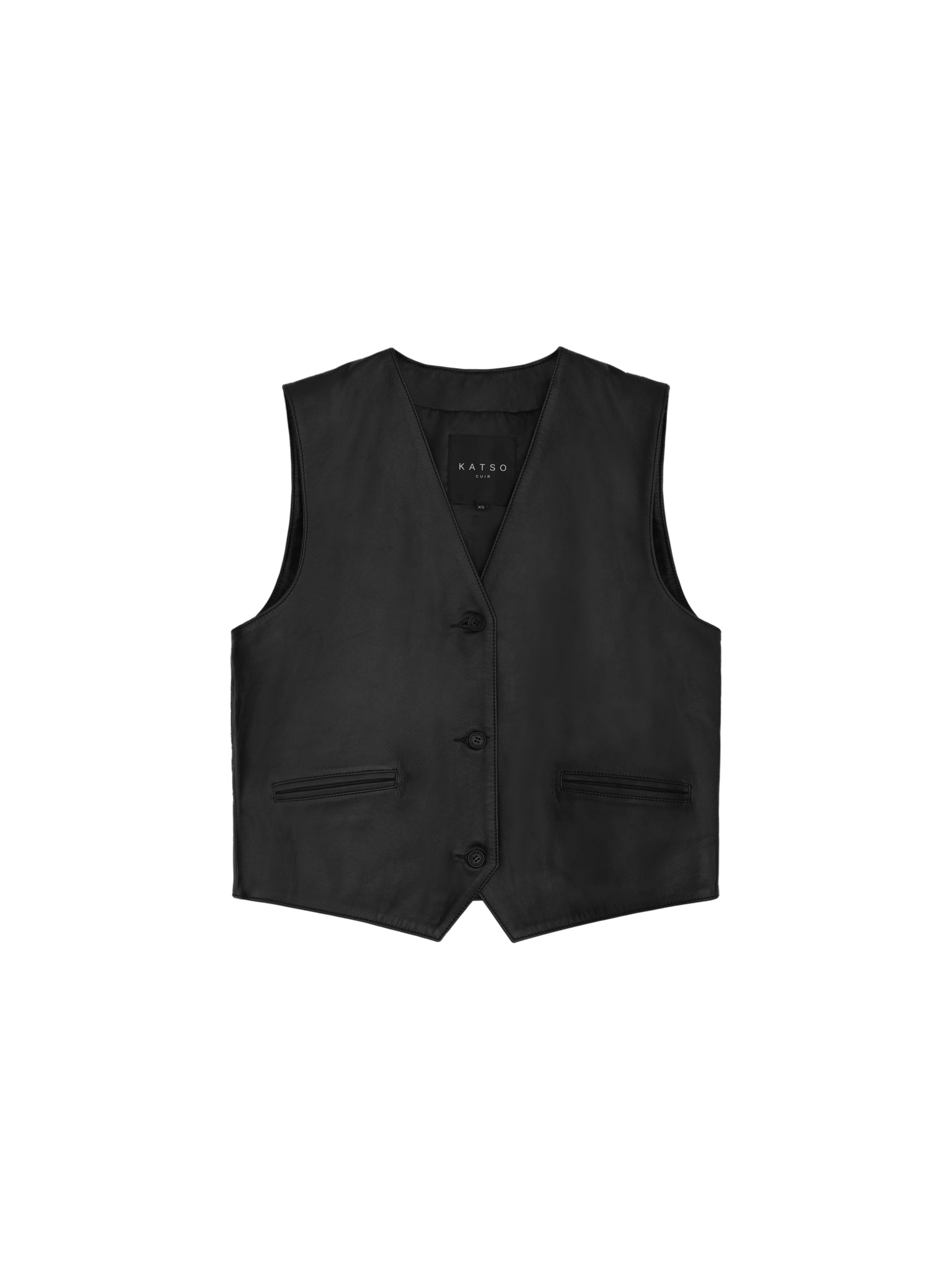 Buttoned leather vest