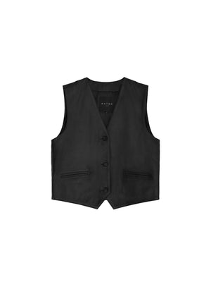 Buttoned leather vest