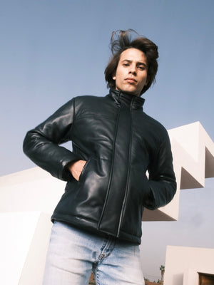Leather puffer jacket 