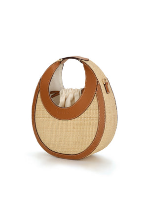 The Luna bag in leather and woven raffia