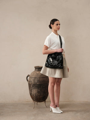 Double handle leather bag