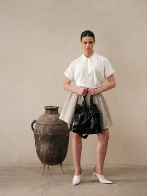 Double handle leather bag
