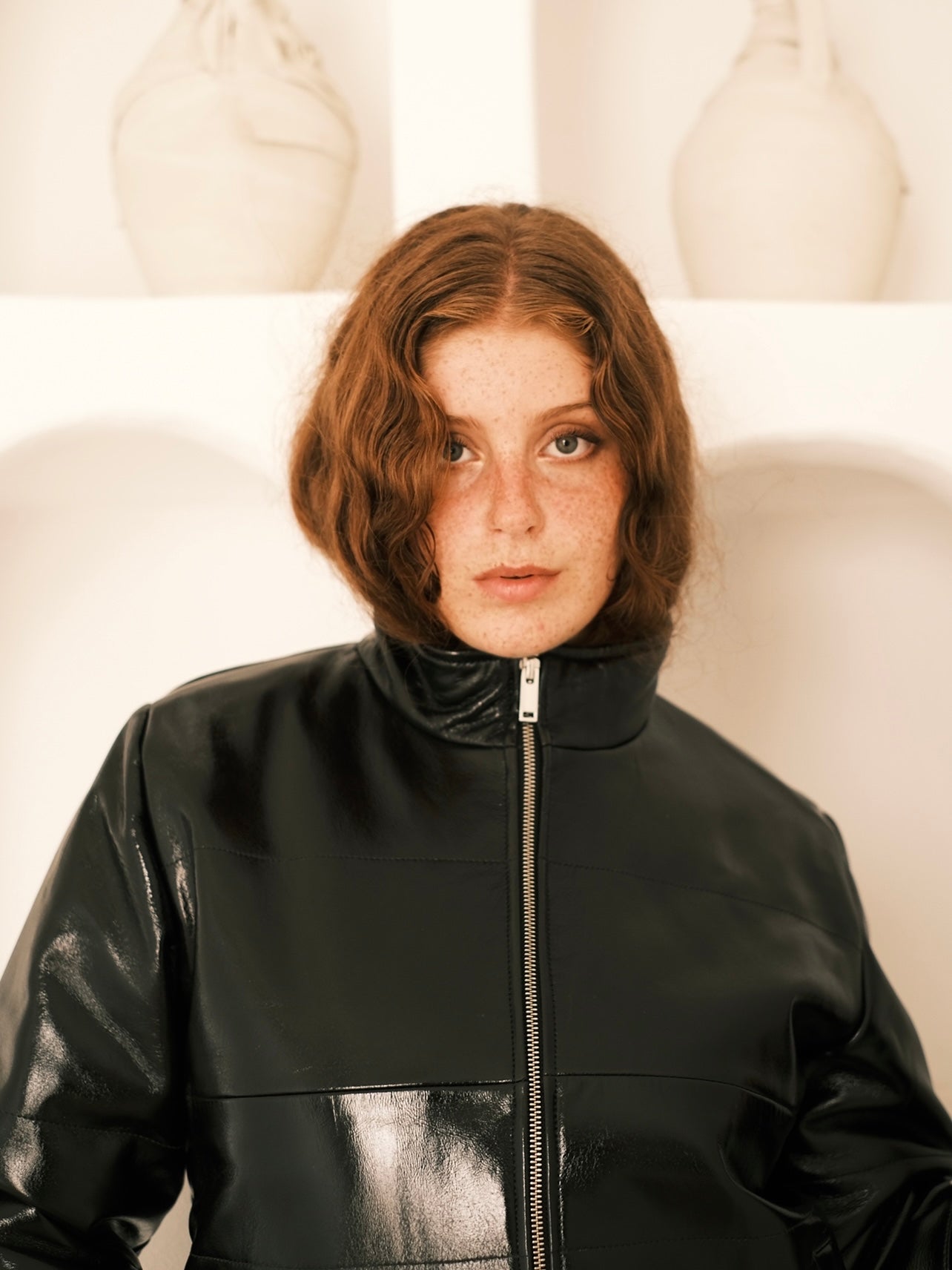Mado patent leather down jacket