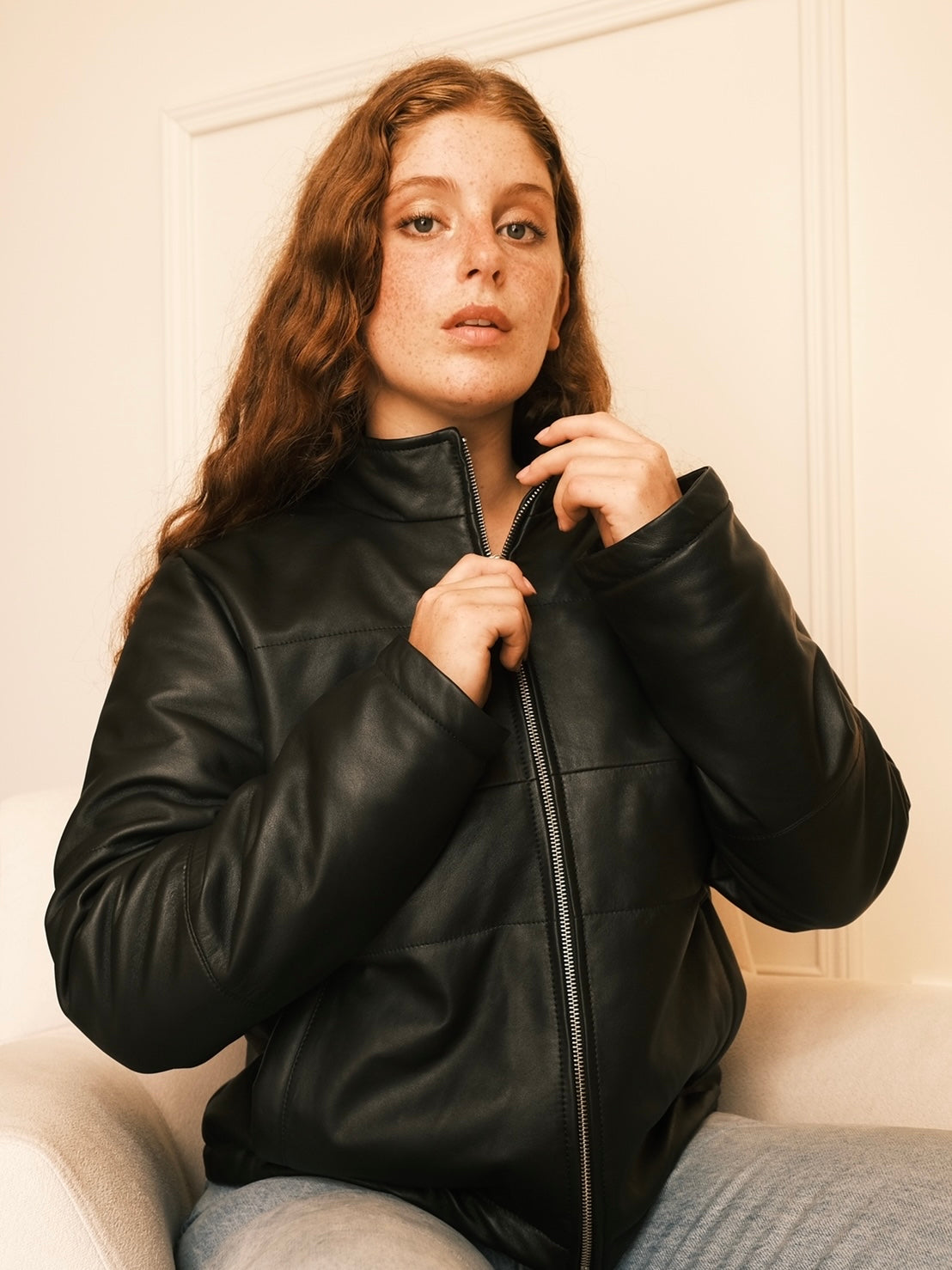 Mado leather down jacket