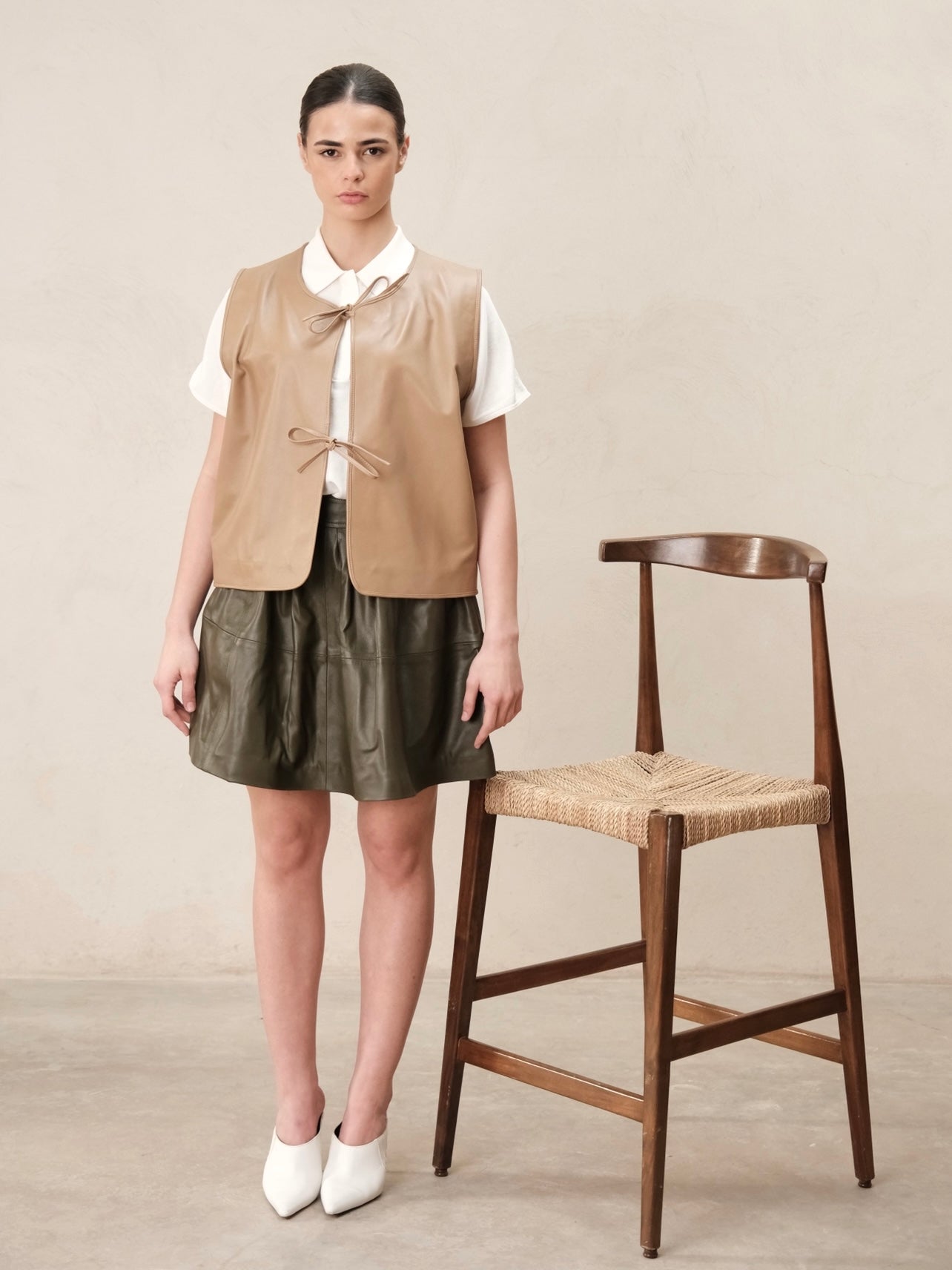 Gilet en cuir Ghalia