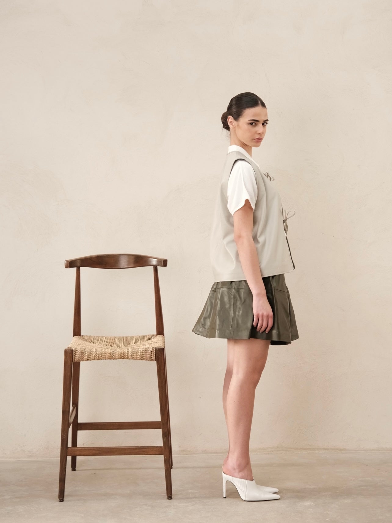 Gilet en cuir Ghalia