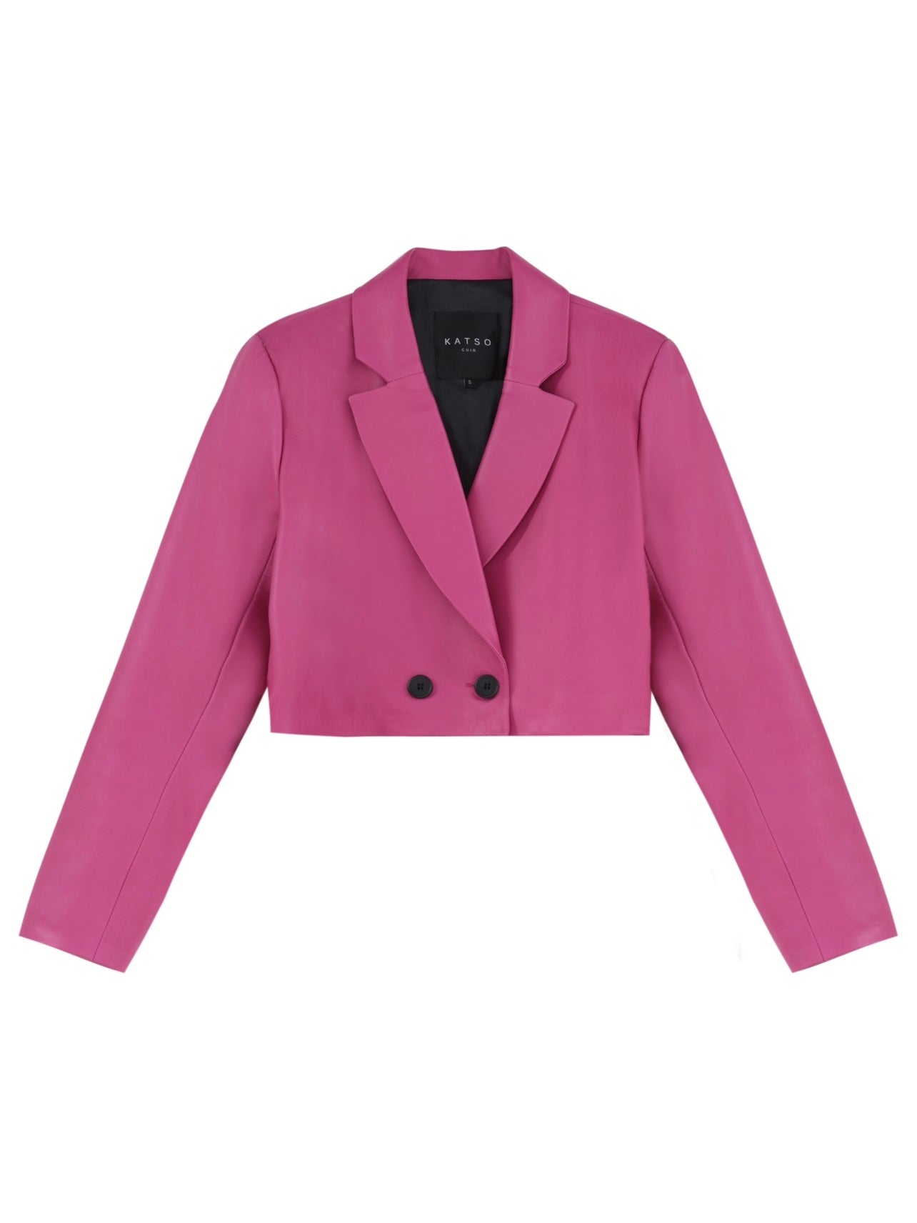Crop blazer en cuir