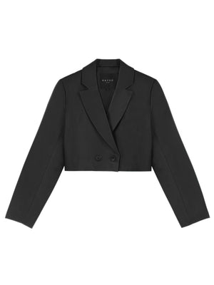 Crop blazer en cuir