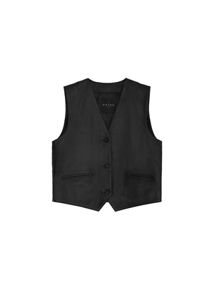 Gilet en cuir boutonné