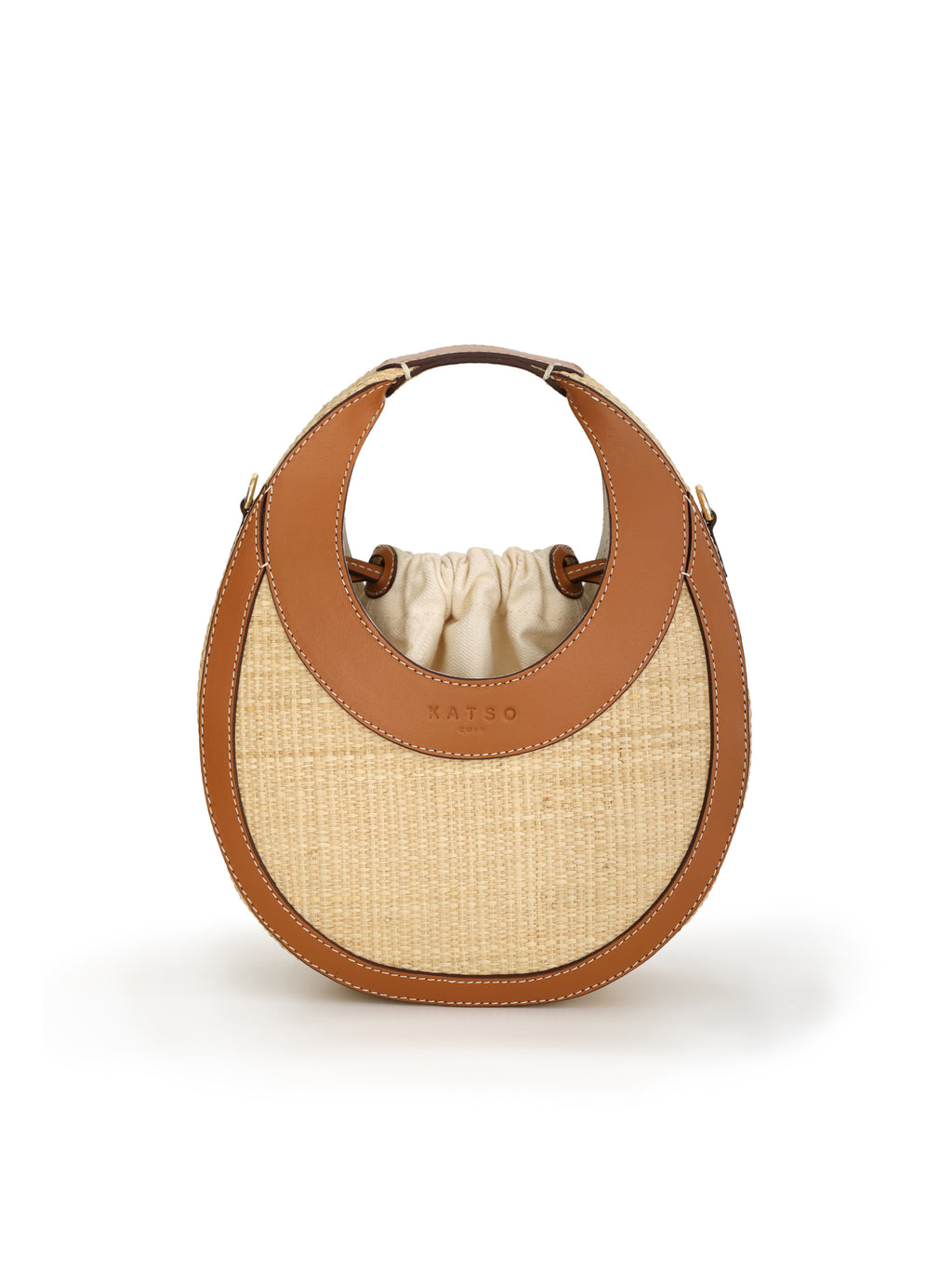 The Luna bag in leather and woven raffia