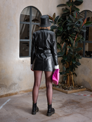 Patent leather trench coat
