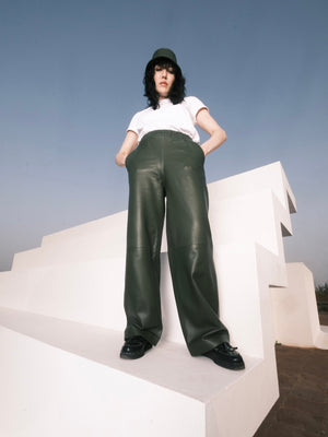 Pantalon large en cuir Naksu
