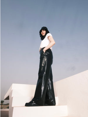 Naksu wide leather pants