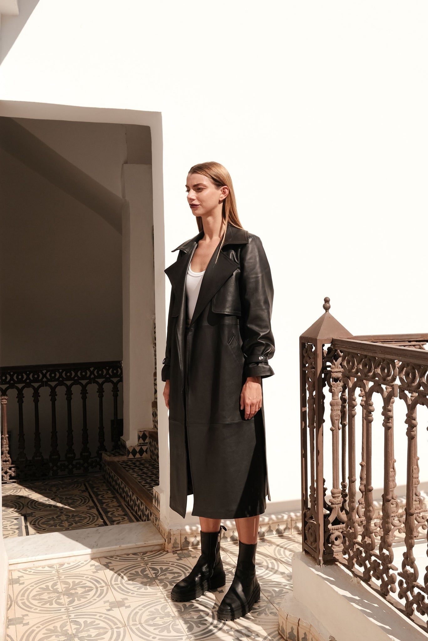 Ayako leather trench coat