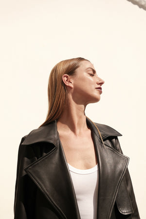 Ayako leather trench coat