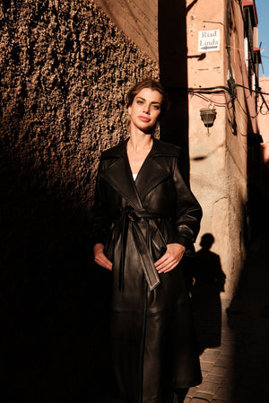 Ayako leather trench coat