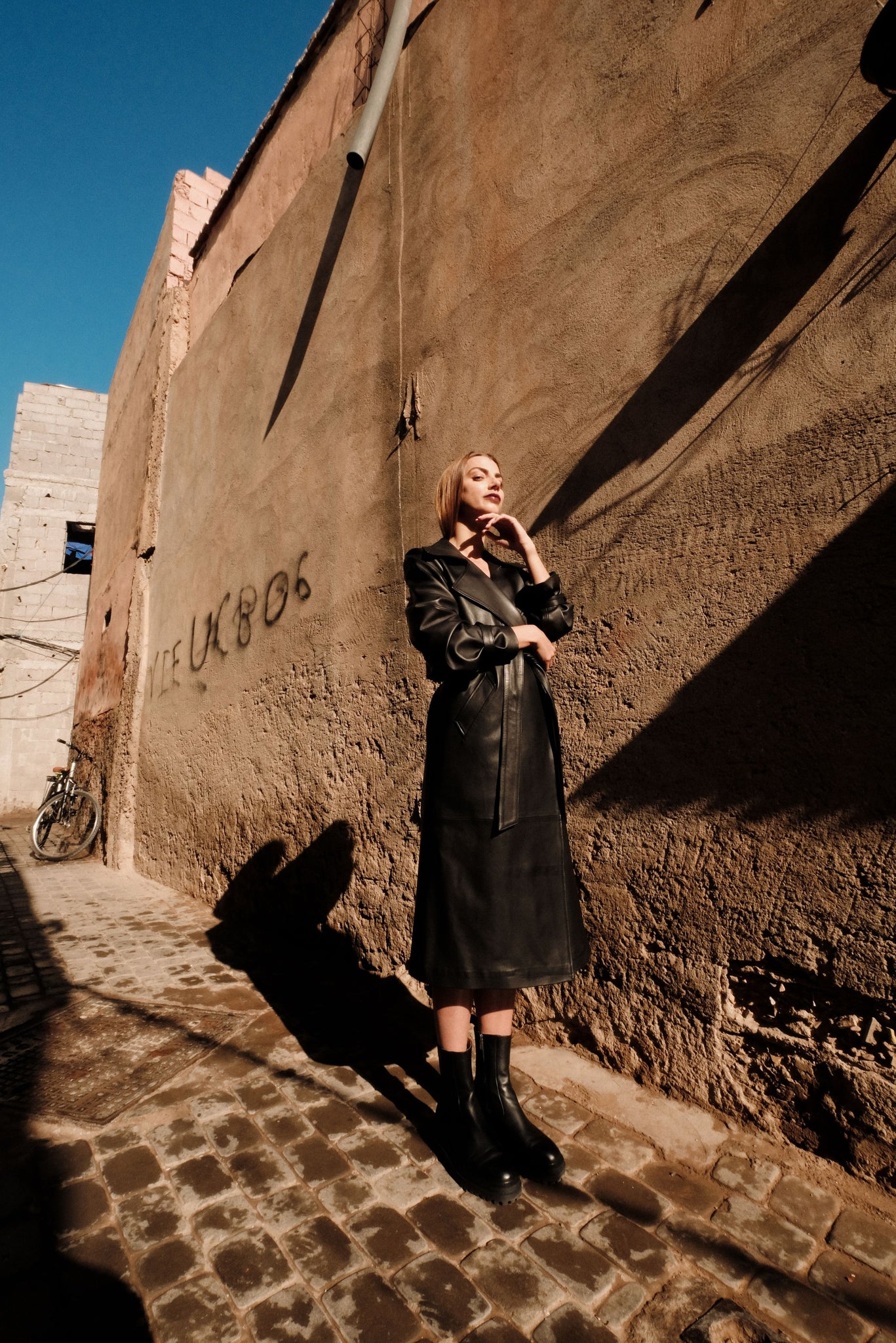 Ayako leather trench coat