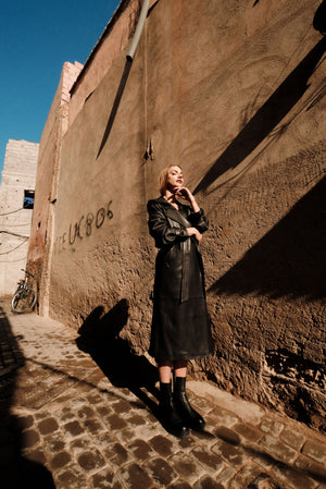 Ayako leather trench coat