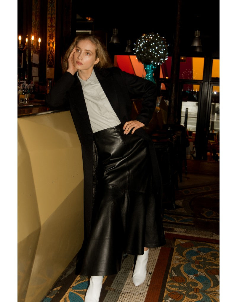 Long Amber leather skirt