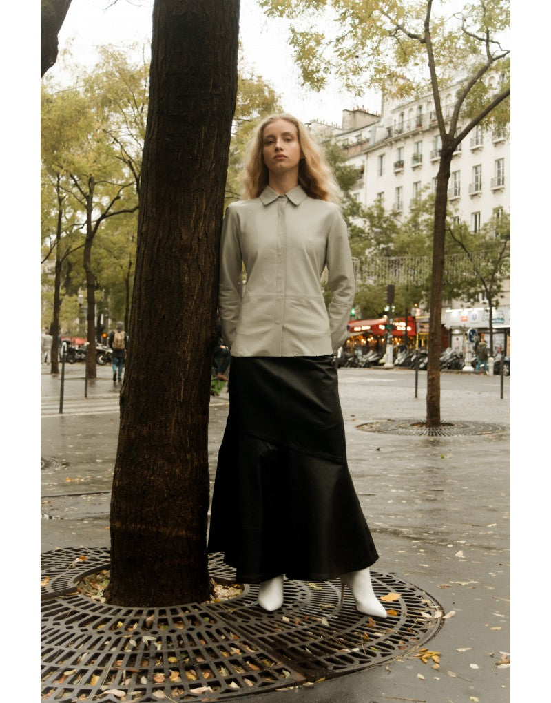Jupe longue en cuir Ambre