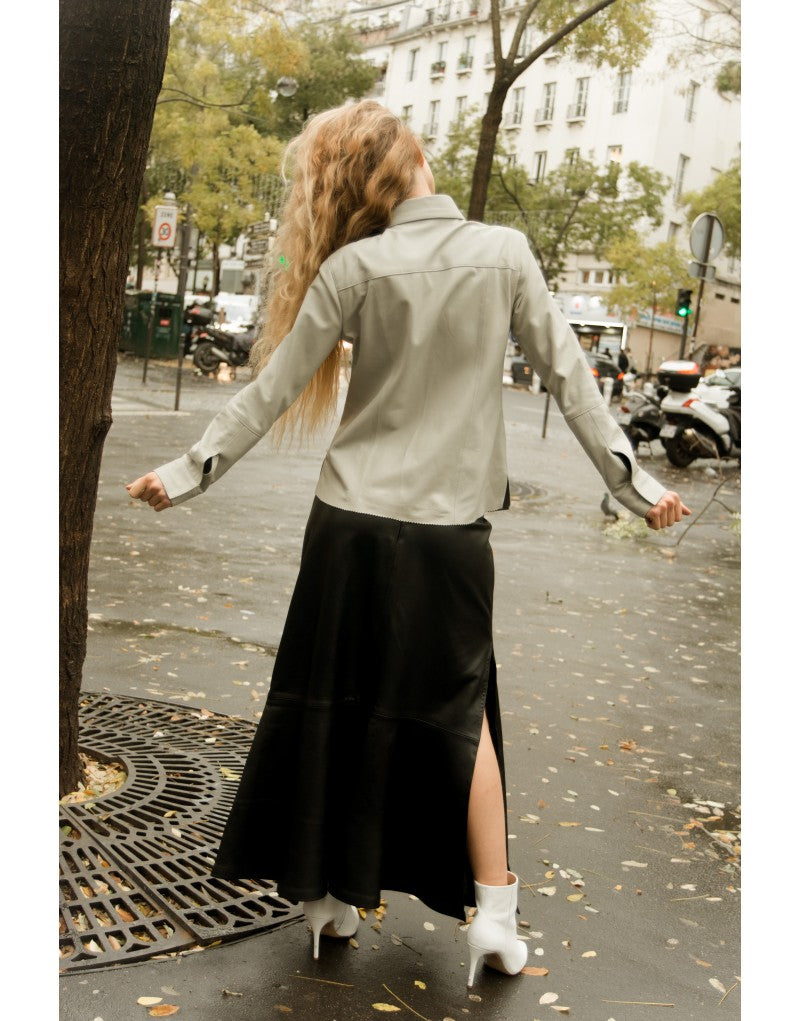 Jupe longue en cuir Ambre
