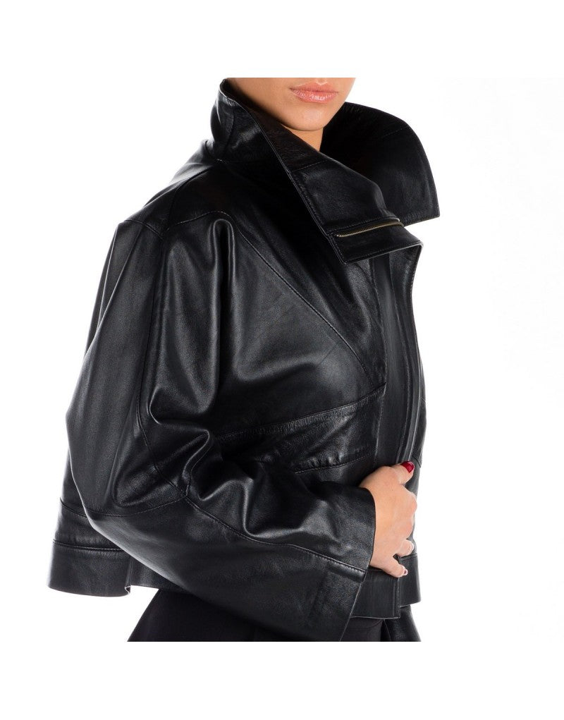 Hanae leather oversize jacket