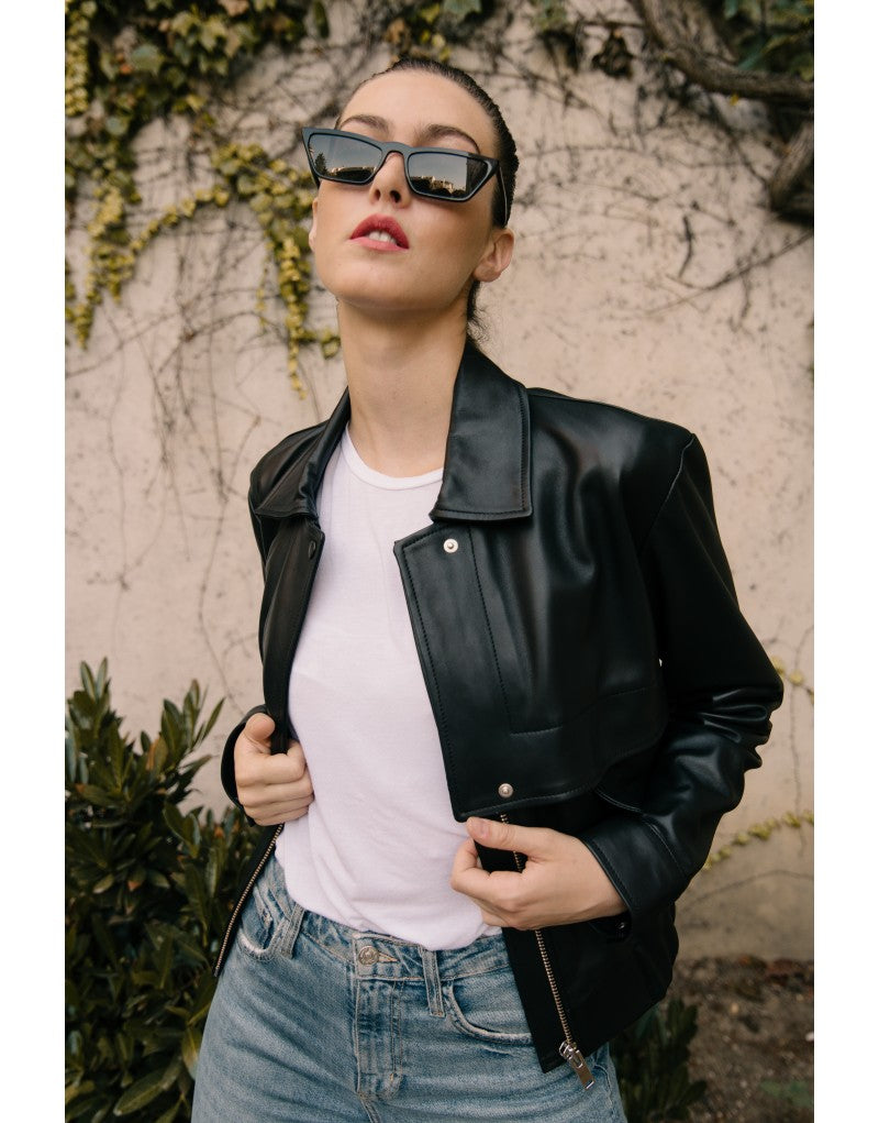 Eva leather bomber