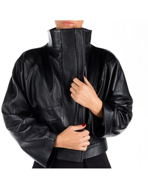 Hanae leather oversize jacket