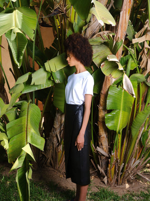 Lia asymmetric leather skirt