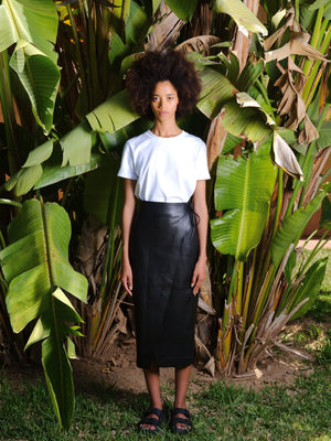 Lia asymmetric leather skirt