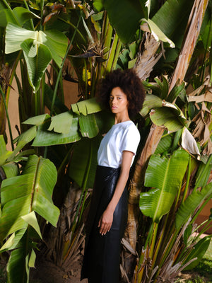 Lia asymmetric leather skirt