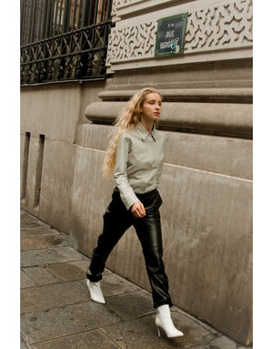 Jogging leather pants M Black