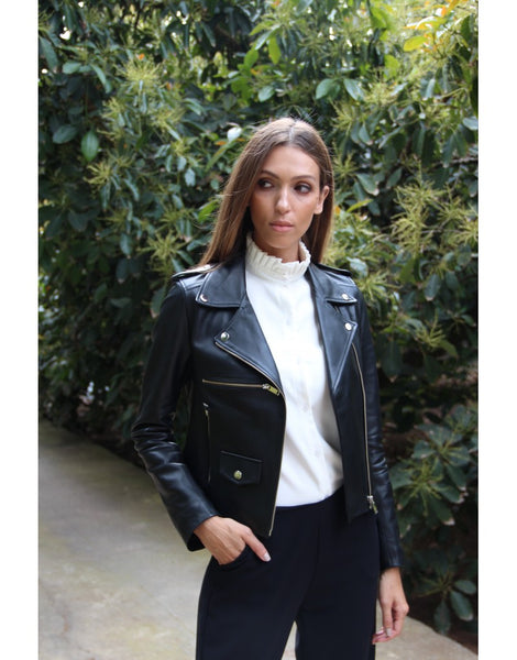 Perfecto en top cuir